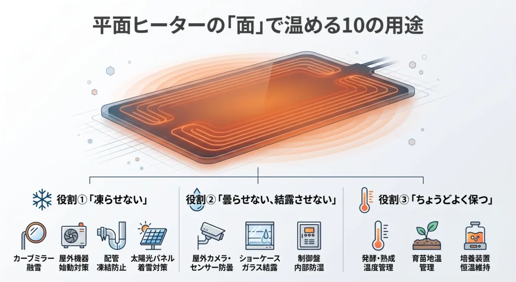 平面ヒーターの用途